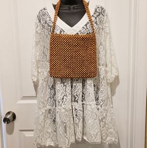 Vintage wood bead purse